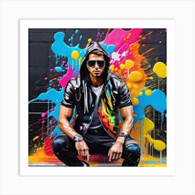 Man With Paint Splatters 1 Art Print