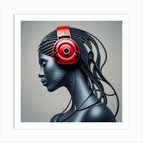 Woman With Headphones 53 Art Print