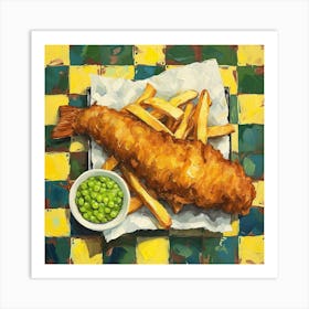 Fish & Chips Yellow Checkerboard 3 Art Print