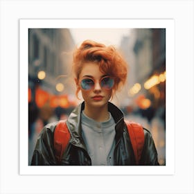 Redhead Girl In Sunglasses  Art Print