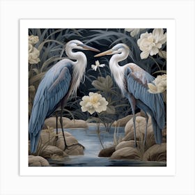 Blue Herons 1 Art Print