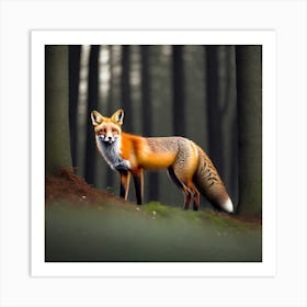 Red Fox In The Forest 16 Art Print