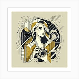 Geometric Portrait Of A Woman Art Print