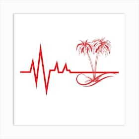 Heartbeat With Palm Trees Art Print