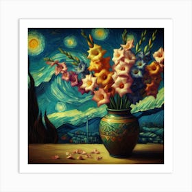 Vase with Gladioli 1 Art Print