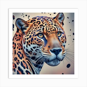 Hyperrealistic Jaguar Head Portrait In Black In Art Print