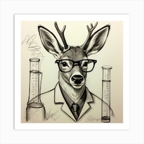 Deer Scientist 3 Art Print