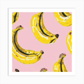 Bananas On A Pink Background Art Print