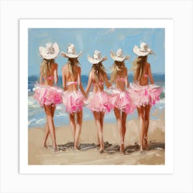 Four Girls On The Beach Art Print