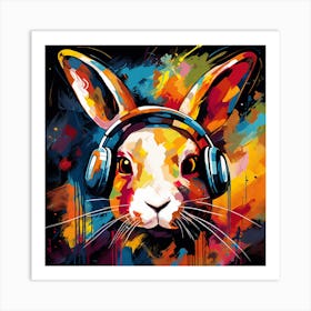 Rabbit With Headphones 3 Art Print