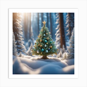 Christmas Tree In The Snow 17 Art Print