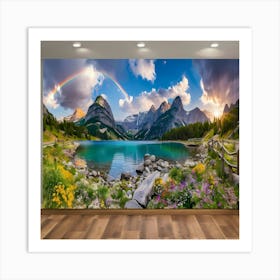 Rainbow In The Mountains Art Print