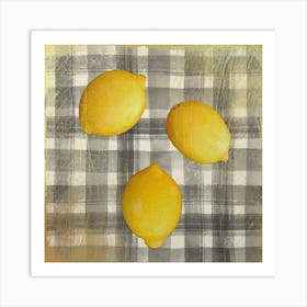 Lemons On A Checkered Tablecloth Art Print