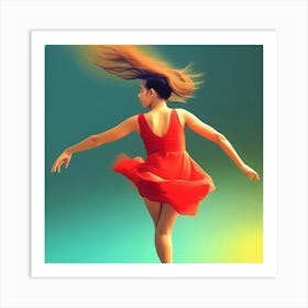 Dancer In Red Dress Art Print