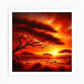 Sunset In The Savannah 3 Art Print