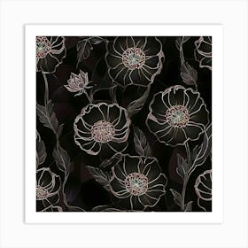 Black And White Flowers 5 Art Print