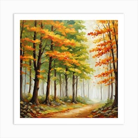 Forest In Autumn In Minimalist Style Square Composition 57 Art Print