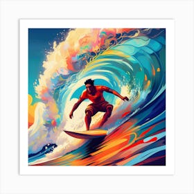 Surfer On A Wave 4 Art Print