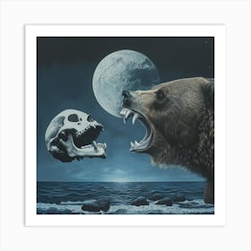 Bear And Skull Art Print