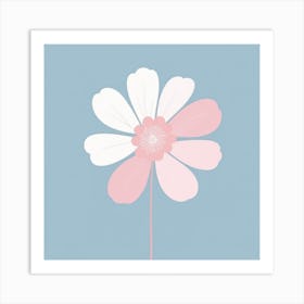 A White And Pink Flower In Minimalist Style Square Composition 223 Art Print