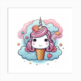 Unicorn With Rainbow Mane 37 Art Print