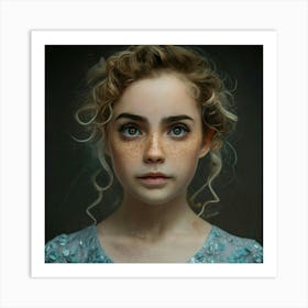 Portrait Of A Girl With Freckles Art Print