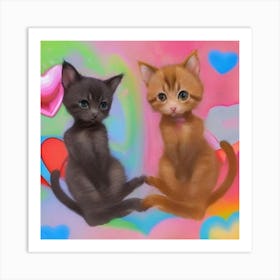 Valentine Kittens Art Print