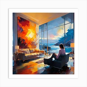 Woman In A Living Room Art Print