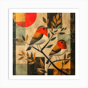 Birds On A Branch Art Print