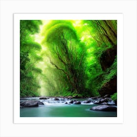 The Beauty Of Tropical Forests On Both Sides Of The River Art Print