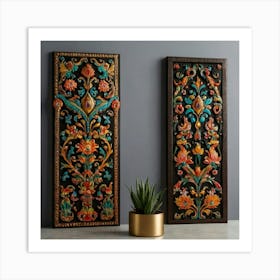Two Carved Wall Panels Art Print