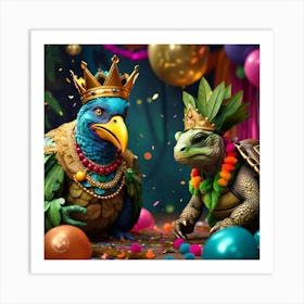 The King Of The Birds Scolding Tortoise With A Firm But Fair Expression In The Party (4) Art Print