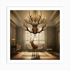 Deer In A Room 6 Art Print