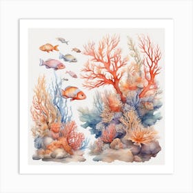 Sea Corals and fish 2 Art Print