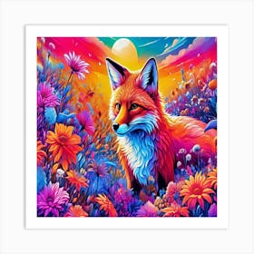 Fox In The Meadow Art Print