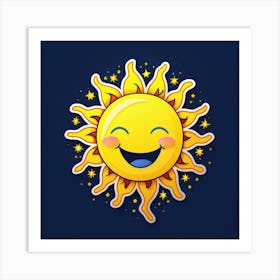 Lovely smiling sun on a blue gradient background 10 Art Print