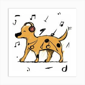 Dog With Headphones 8 Art Print