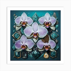 Orchids And Crystals Art Print