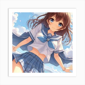 Anime Girl In School Uniform 2 Art Print