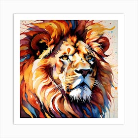 Vibrant Detailed Lion Painting Art Print