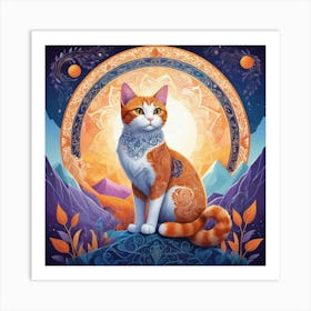 Cat In The Moonlight 1 Art Print