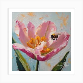 Bee On Tulip Art Print