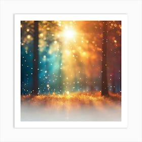 Autumn Forest With Sun Rays Art Print