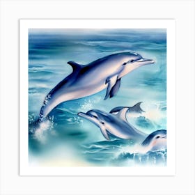 Liquid Poetry: Graceful Dolphins 1 Art Print