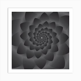 3 D Modern Black Floral Art Print