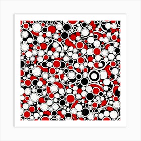 A Vibrant Retro Futuristic Seamless Pattern Featuring Atoms Red And Black And White, flat art, 193 Art Print