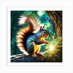 Squirrel With A Sparkler Art Print