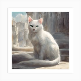 White Cat Art Print