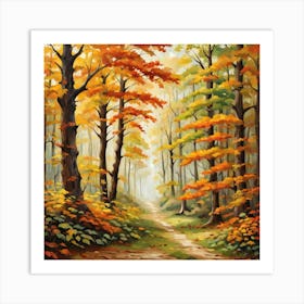 Forest In Autumn In Minimalist Style Square Composition 283 Art Print