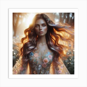 Fairy Girl In The Forest Art Print